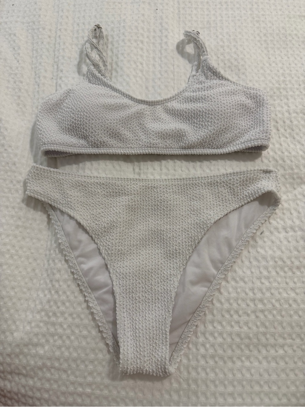 Textured White Two-Piece Bikini Set